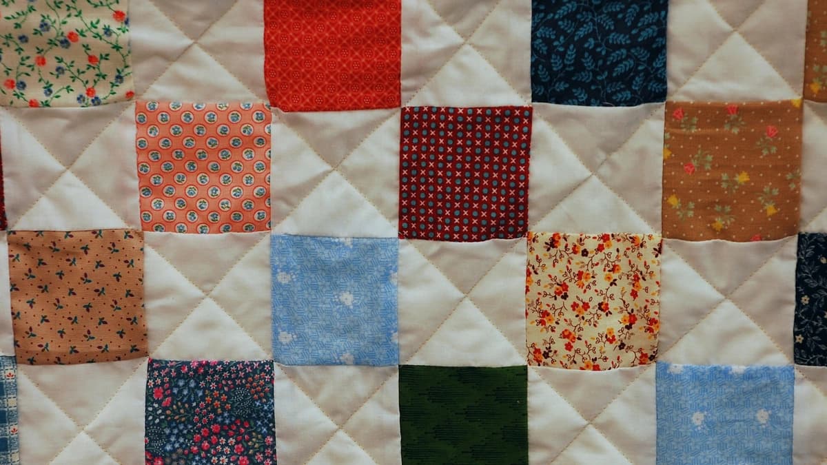 a close up of a quilt