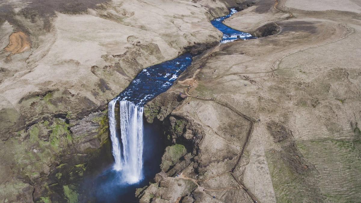 water fall through dry land